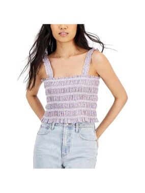 French Connection blue pink Square Neck Crop Tank Cami Top NWT forget me not